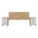 Schlafzimmer-Set >ENZO< (6-teilig) Nodi Eiche / Artik Weiß, Bett, Nachtkonsolen, Kommode, Schrank
