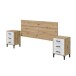 Schlafzimmer-Set >ENZO< (5-teilig) in Nodi Eiche Dekor / Artik Weiß, Bett, Nachtkonsole, Kommode