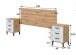 Schlafzimmer-Set >ENZO< (5-teilig) in Nodi Eiche Dekor / Artik Weiß, Bett, Nachtkonsole, Kommode