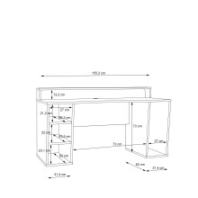 Schreibtisch >TEZAUR< LED-Beleuchtung, Ablage, Fächer, in Weiss - 160x91x72cm (BxHxT)