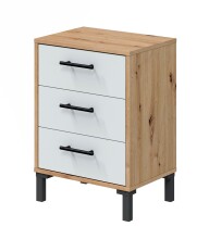 Bett-Set >ENZO< (4-teilig) in Nodi Eiche Dekor / weiss - 246x60x206 (BxHxT)