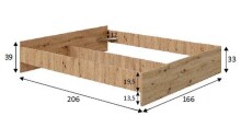 Bett-Set >ENZO< (4-teilig) in Nodi Eiche Dekor / weiss - 246x60x206 (BxHxT)