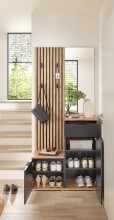 Kompaktgarderobe >Simple< anthrazit / Eiche Artisan - 88x195x35cm (BxHxT)