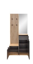 Kompaktgarderobe >Simple< anthrazit / Eiche Artisan - 88x195x35cm (BxHxT)