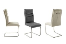 Freischwinger >GIBARA< (2er-Set) mit Griff, Edelstahl, Bezug anthrazit - 46x105x62 (BxHxT)