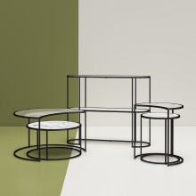 Couchtisch >Halvor< in Weiß, Glas/Metall/MDF - 50x56x39cm (BxHxT)
