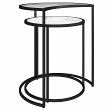 Couchtisch >Halvor< in Weiß, Glas/Metall/MDF - 50x56x39cm (BxHxT)