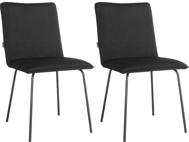 Küchenstuhl >Gudleik< (2er-Set) in Schwarz, Samt/Metall - 48x85x59cm (BxHxT)