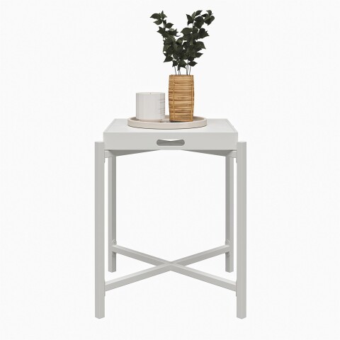 Beistelltisch >Barbro< in Weiß - 43x51x43 (BxHxT)
