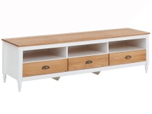 TV-Bank >Audhild< in Weiß, MDF/Kiefer -...