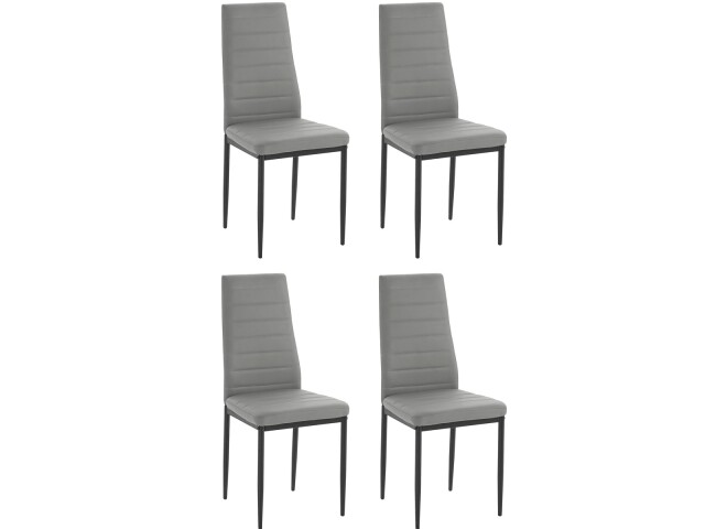 Stuhl >Reidar< (4er Set) in Grau, PU/Metall - 42x98x53cm (BxHxT)
