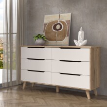 Sideboard >VANKKA< 4 Schubladen, Planked Eiche...