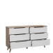 Sideboard >VANKKA< 4 Schubladen, Planked Eiche Dekor / Weiss - 154,7x86,3x42cm (B/H/T)
