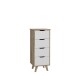 Hochkommode >VANKKA< 4 Schubladen, Planked Eiche Dekor / Weiss - 45x108,7x42cm (B/H/T)
