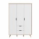 Kleiderschrank >VANKKA< 2 Schübe, Planked Eiche Dekor / Weiss - 139,4x201,5x52,7cm (B/H/T)