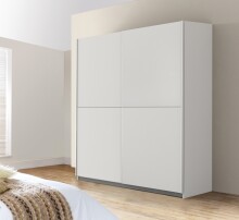 Schiebetürenschrank >WINNER< 2 Böden, 2 Stangen, in Weiss - 170,3x190,5x61,2cm (BxHxT)