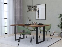 Esstisch >TABLES< Gestell Metall schwarz, Platte Old-wood Vintage - 180x74,7x90cm BxHxT