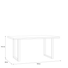 Esstisch >TABLES< Gestell Metall schwarz, Platte Old-wood Vintage - 180x74,7x90cm BxHxT