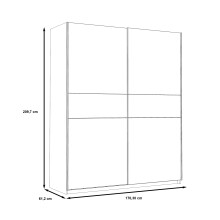 Schiebetürenschrank >WINNER PLUS< 2 Böden, 2 Stangen, Weiss / Sonoma Eiche - 170,3x209,7x61,2 (BxHxT)