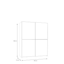 Schiebetürenschrank >Schach & Matt< Weiss / Spiegel - 150,1x190,5x61,2 (BxHxT)