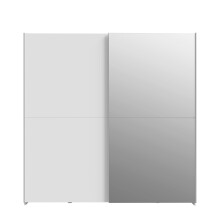 Schwebetürenschrank >Schach & Matt< 2 Stangen, 2 Böden, Weiss / Spiegel - 190,1x190,5x61,2cm (B/H/T)