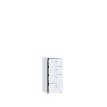 Hochkommode >TEMPRA2< 4 Schubladen, in Weiss - 38,6x85,5x34,8cm (BxHxT)