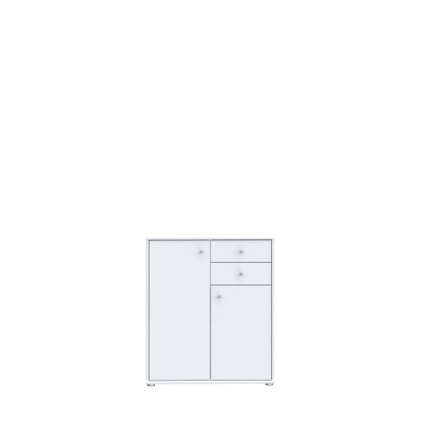 Kommode >TEMPRA2< 2 Türen, 2 Schübe, in Weiss - 73,7x85,5x34,8cm (BxHxT)