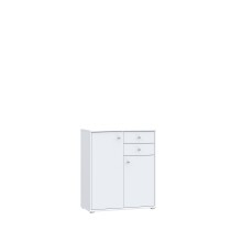 Kommode >TEMPRA2< 2 Türen, 2 Schübe, in Weiss - 73,7x85,5x34,8cm (BxHxT)