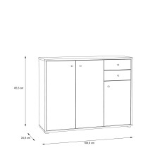 Sideboard >TEMPRA2< 3 Türen, 2 Schübe, in Weiss - 108,8x85,5x34,8cm (BxHxT)
