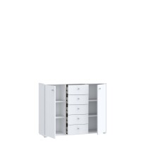 Sideboard >TEMPRA2< 2 Türen, 5 Schübe, in Weiss - 108,8x85,5x34,8cm (BxHxT)