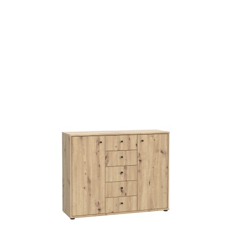 Sideboard >TEMPRA2< 2 Türen, 5 Schübe, Artisan Eiche Dekor - 108,8x85,5x34,8cm (BxHxT)