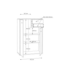 Hochkommode >TEMPRA2< 2 Türen, 2 Schübe, Artisan Eiche Dekor - 73,7x111,1x34,8cm (BxHxT)
