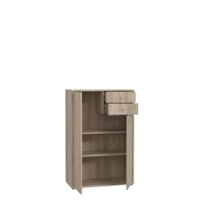 Hochkommode >TEMPRA2< 2 Türen, 2 Schübe, Sonoma Eiche Dekor - 73,7x111,1x34,8cm (BxHxT)