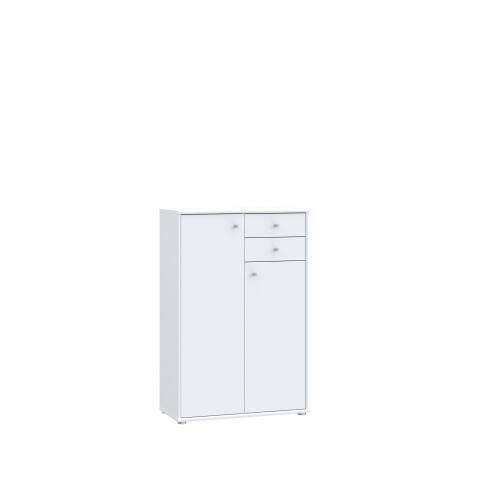 Hochkommode >TEMPRA2< 2 Türen, 2 Schübe, in Weiss - 73,7x111,1x34,8cm (BxHxT)