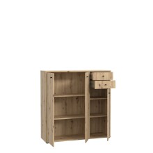 Sideboard >TEMPRA2< 3 Türen, 2 Schübe, Artisan Eiche Dekor - 108,8x111,1x34,8cm (BxHxT)