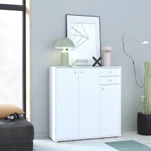 Sideboard >TEMPRA2< 3 Türen, 2 Schübe, in Weiss - 108,8x111,1x34,8cm (BxHxT)