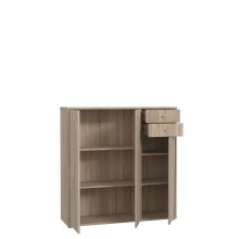 Sideboard >TEMPRA2< 3 Türen, 2 Schübe, in Sonoma Eiche Dekor - 108,8x111,1x34,8cm (BxHxT)