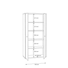 Mehrzweckschrank >TEMPRA2< 2 Türen, 4 Böden, Old-Wood Vintage Dekor - 73,7x149,5x34,8cm (B/H/T)