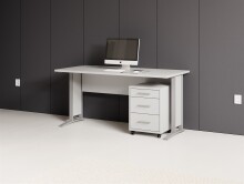 Schreibtisch >Clermont< (2-teilig) inkl. Rollcontainer, weiss - 150x73x70cm (BxHxT)