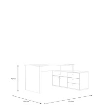 Eckschreibtisch >TEMPRA2< 3 Schübe, Artisan Eiche Dekor / Schwarz - 120,6x74,9x151,4cm (BxHxT)