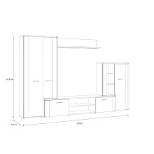 Wohnwand >BIG BANG< LED-Beleuchtung, 5 Türen, Sandeiche Dekor - 308,7x197,6x41,6cm (BxHxT)