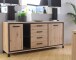 Sideboard >TRONDHEIM< 4 Schübe, Artisan Eiche Dekor/ Schwarz Eiche - 177,4x81,3x41cm (B/H/T)