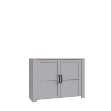 Kommode >BOHOL< 2 Türen, Riviera Eiche Dekor / Eiche grau - 116,4x87x42cm (BxHxT)