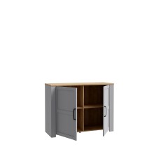 Kommode >BOHOL< 2 Türen, Riviera Eiche Dekor / Eiche grau - 116,4x87x42cm (BxHxT)
