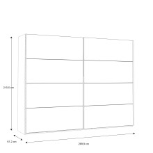 Schwebetürenschrank >JAKOBINA< 2 Türen, Stabeiche Dekor / Schwarz Eiche - 269,9x210,5x61,2cm (B/H/T)