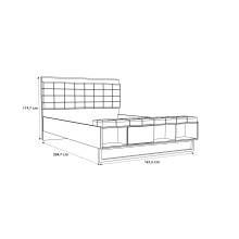 Stauraumbett >JAKOBINA< 160x200cm, Stabeiche Dekor/ Schwarz Eiche - 167,4x119,7x234,cm (B/H/T)