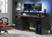 Gamingtisch >TEZAUR< Schublade,Tür, 4 Fächer, schwarz - 160x91x72cm (B/H/T)