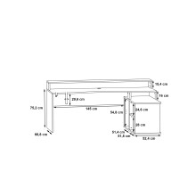 Eckschreibtisch>TEZAUR< Gamingtisch, LED-Wechselbeleuchtung, schwarz - 200x91,1x125,4cm B/H/T