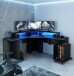 Eckschreibtisch >TEZAUR< Gamingtisch, LED-Wechselbeleuchtung, schwarz - 160x91,1x160cm (B/H/T)