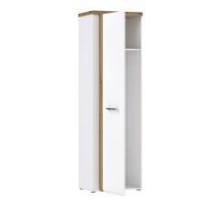 Garderobenschrank >TULUZA< LED, Drehtür, Weiß / Artisan Eiche Dekor - 60,3x196x43,4cm (B/H/T)